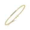 14K Yellow Gold Fashion Bangle .13 carat diamond weight simple bar - Image 2