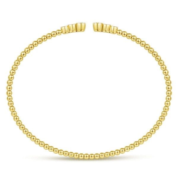 14K Yellow Gold Fashion Bangle with .22 ct diamonds size 6.5" bezel set - Image 3