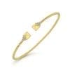 14K Yellow Gold Pyramid .07 Ct Diamond Split Cuff Bangle - Image 2