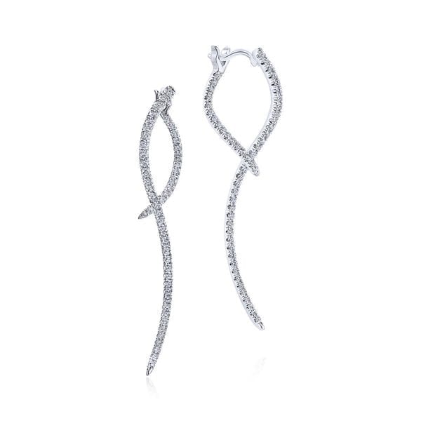 14k White Gold Sculptural Diamond Drop Earrings