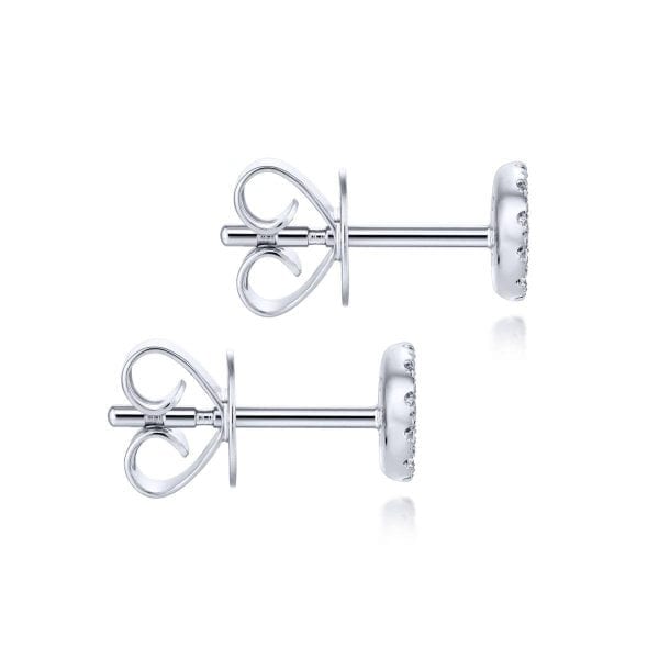 14k White Gold Round Cluster Diamond Stud Earrings - Image 3