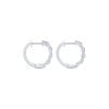 14K White Gold Twisted 15mm Diamond Huggie Earrings - Image 2