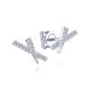 14k White Gold Tapered X Diamond Stud Earrings