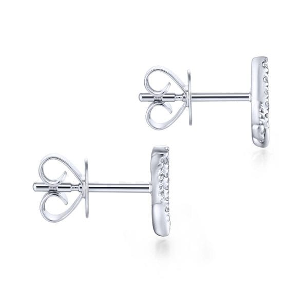 14k White Gold Tapered X Diamond Stud Earrings - Image 3