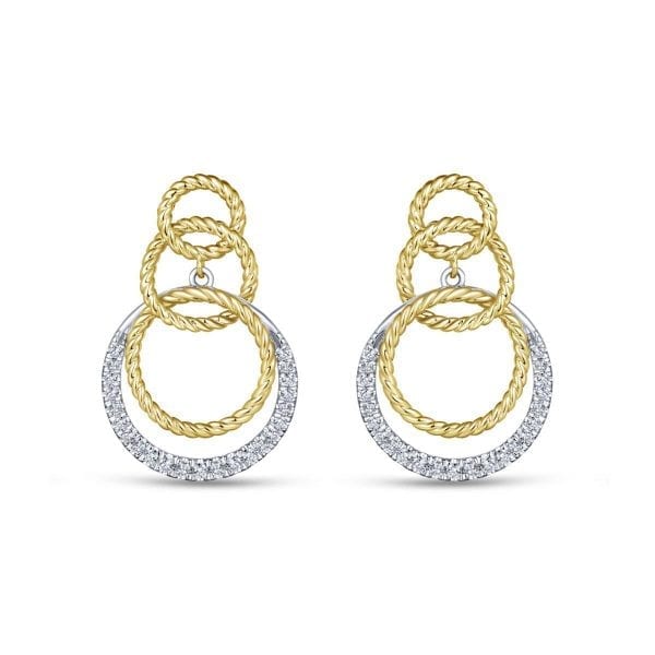 14K Yellow-White Gold Fashion Earrings