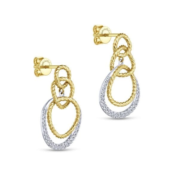 14K Yellow-White Gold Fashion Earrings - Image 2