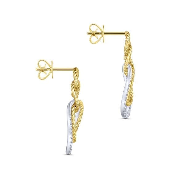 14K Yellow-White Gold Fashion Earrings - Image 3