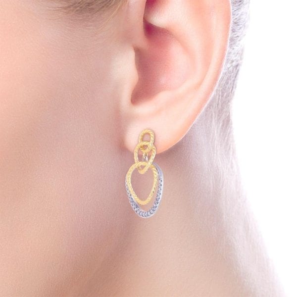 14K Yellow-White Gold Fashion Earrings - Image 4