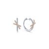 14K White-Rose Gold Twisted 15mm Diamond Huggie Earrings