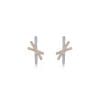 14K White-Rose Gold Twisted 15mm Diamond Huggie Earrings - Image 3