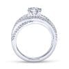 14K White Gold Round Free Form Diamond Engagement Ring - Image 2