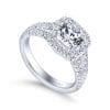 14K White Gold Cushion Halo Round Diamond Engagement Ring / Center Diamond Sold Seperate - Image 3