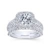 14K White Gold Cushion Halo Round Diamond Engagement Ring / Center Diamond Sold Seperate - Image 4