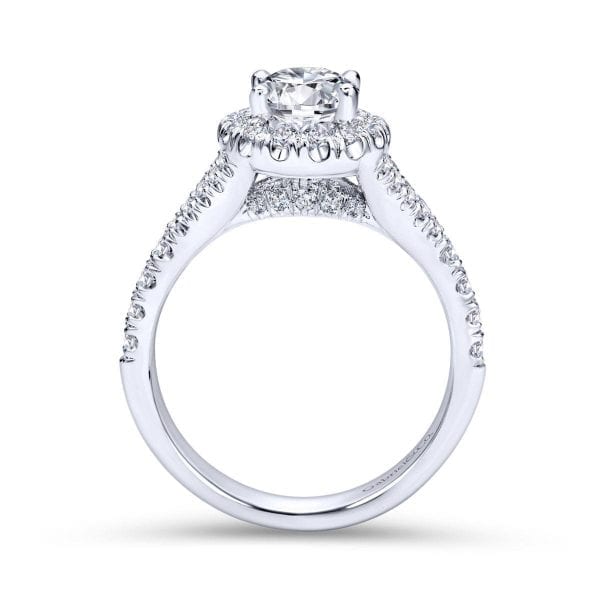 14K White Gold Oval Halo Diamond Engagement Ring / Center Diamond Sold Seperate - Image 2