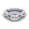 14K White Gold Cushion Halo Diamond Engagement Ring / Center Diamond Sold Seperate