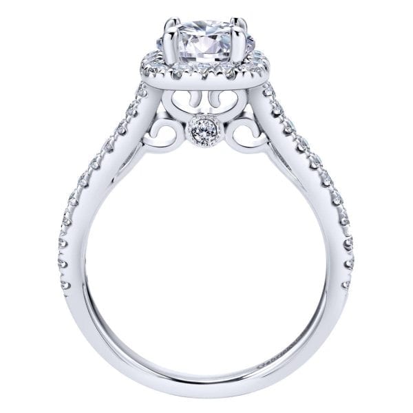 Vintage 14K White Gold Round Halo Diamond Engagement Ring / Center Diamond Sold Seperate - Image 2