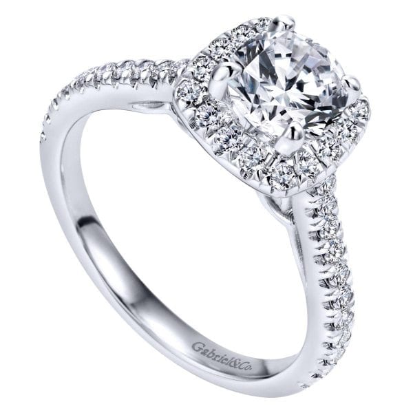 Vintage 14K White Gold Round Halo Diamond Engagement Ring / Center Diamond Sold Seperate - Image 3