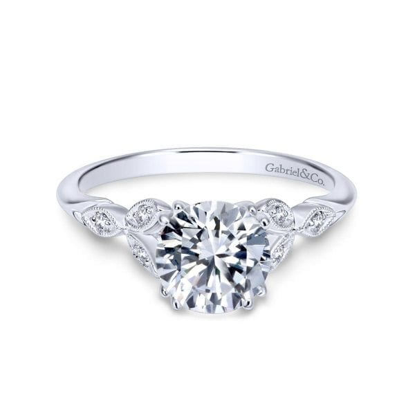 14K White Gold Round Diamond Engagement Ring