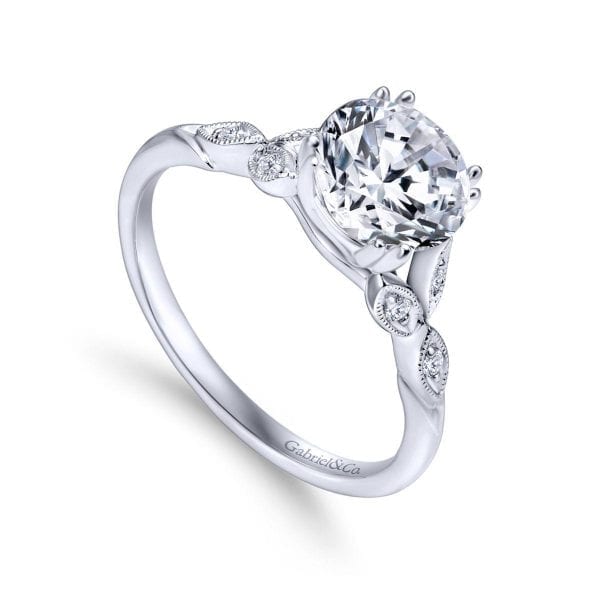 14K White Gold Round Diamond Engagement Ring - Image 3