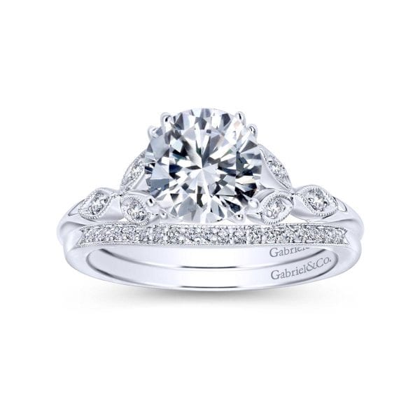 14K White Gold Round Diamond Engagement Ring - Image 4