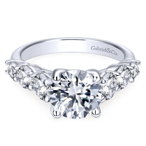 14K White Gold Round Diamond Engagement Ring