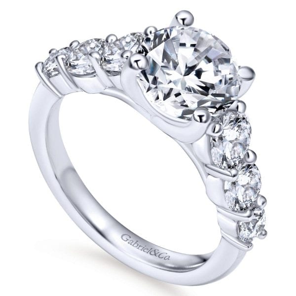 14K White Gold Round Diamond Engagement Ring - Image 3