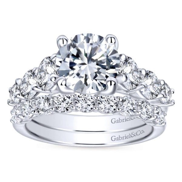 14K White Gold Round Diamond Engagement Ring - Image 4