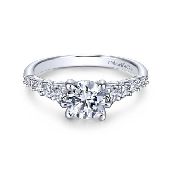 14K White Gold Round Diamond Engagement Ring