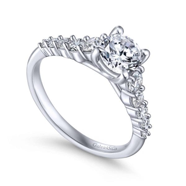 14K White Gold Round Diamond Engagement Ring - Image 3