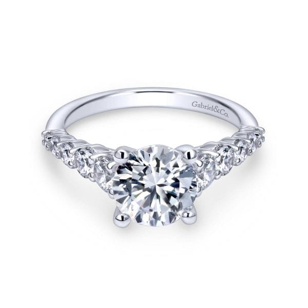 14K White Gold Round Diamond Engagement Ring