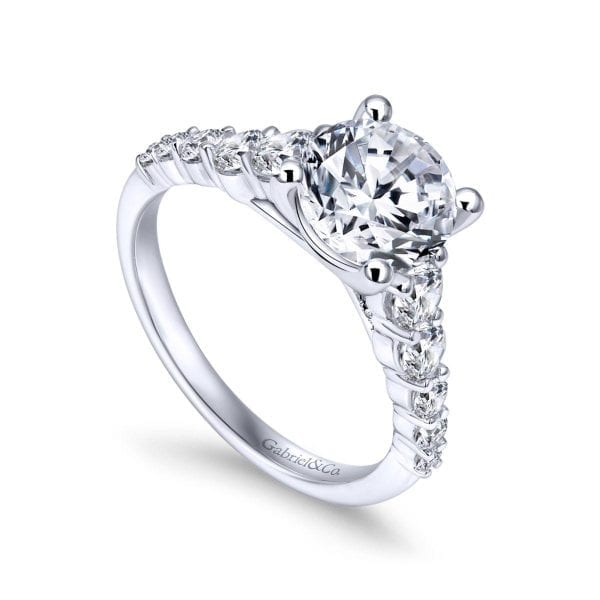 14K White Gold Round Diamond Engagement Ring - Image 3