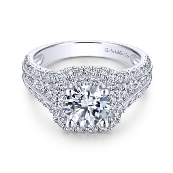 14K White Gold Round Diamond Engagement Ring