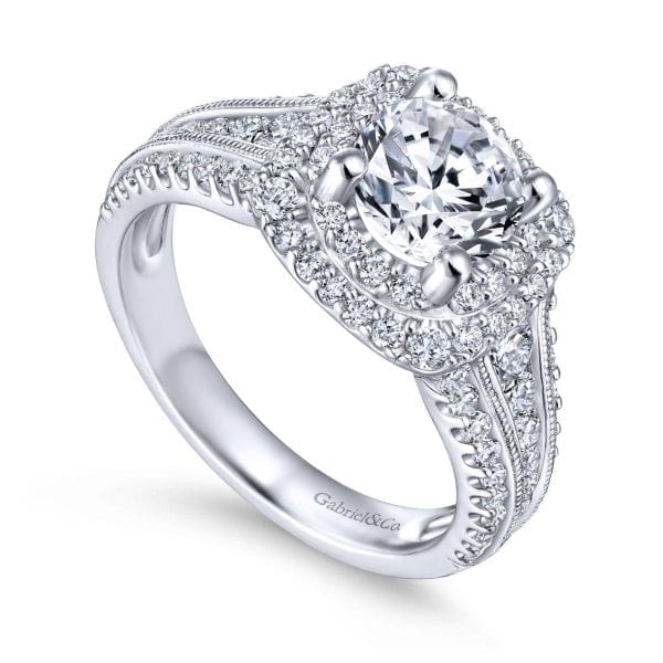 14K White Gold Round Diamond Engagement Ring - Image 3