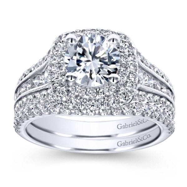 14K White Gold Round Diamond Engagement Ring - Image 4