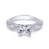 14K White Gold Princess Cut Diamond Engagement Ring / Center Diamond Sold Seperate