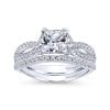 14K White Gold Princess Cut Diamond Engagement Ring / Center Diamond Sold Seperate - Image 4