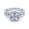 Vintage 14K White Gold Cushion Halo Diamond Engagement Ring / Center Diamond Sold Seperate
