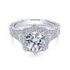 Vintage 14K White Gold Round Halo Diamond Engagement Ring / Center Diamond Sold Seperate