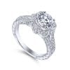Vintage 14K White Gold Round Halo Diamond Engagement Ring / Center Diamond Sold Seperate - Image 3