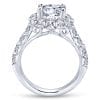 14K White Gold Cushion Halo Round Diamond Engagement Ring / Center Diamond Sold Seperate - Image 2