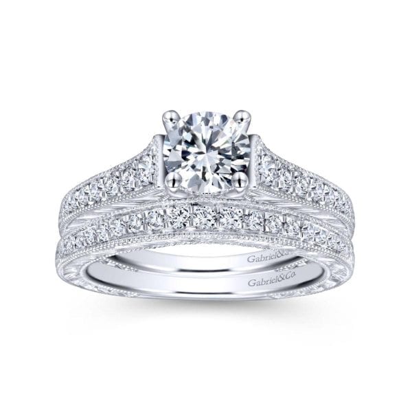 14K White Gold Round Diamond Engagement Ring - Image 4