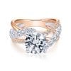 14K White-Rose Gold Round Free Form Diamond Engagement Ring