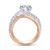14K White-Rose Gold Round Free Form Diamond Engagement Ring - Image 2