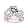 14K White-Rose Gold Round Free Form Diamond Engagement Ring - Image 4