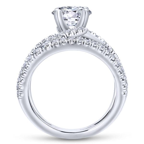 14K White Gold Round Split Shank Diamond Engagement Ring / Center Diamond Sold Seperate - Image 2