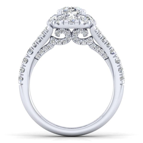 14K White Gold Oval Halo Diamond Engagement Ring / Center Diamond Sold Seperate - Image 2