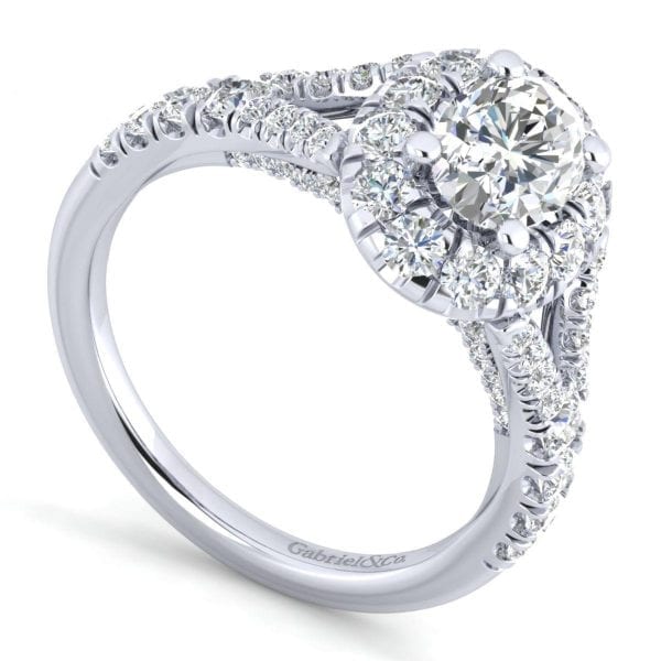 14K White Gold Oval Halo Diamond Engagement Ring / Center Diamond Sold Seperate - Image 3