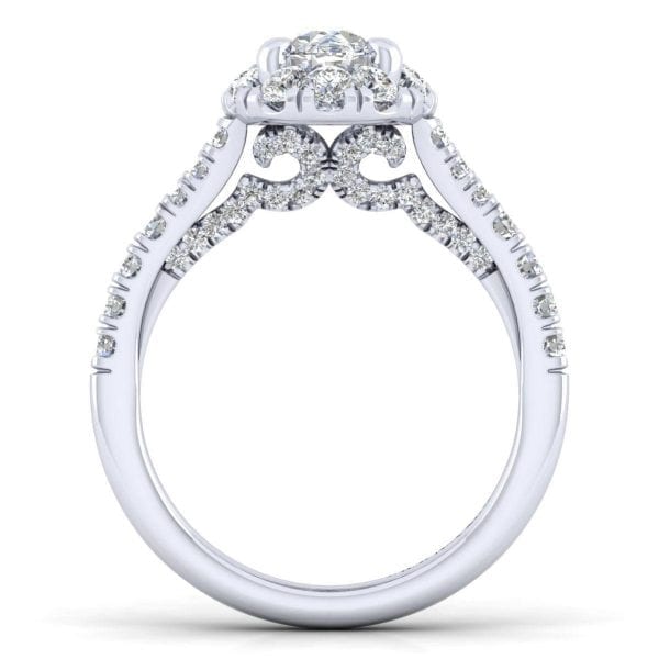 14K White Gold Oval Halo Diamond Engagement Ring / Center Diamond Sold Seperate - Image 2