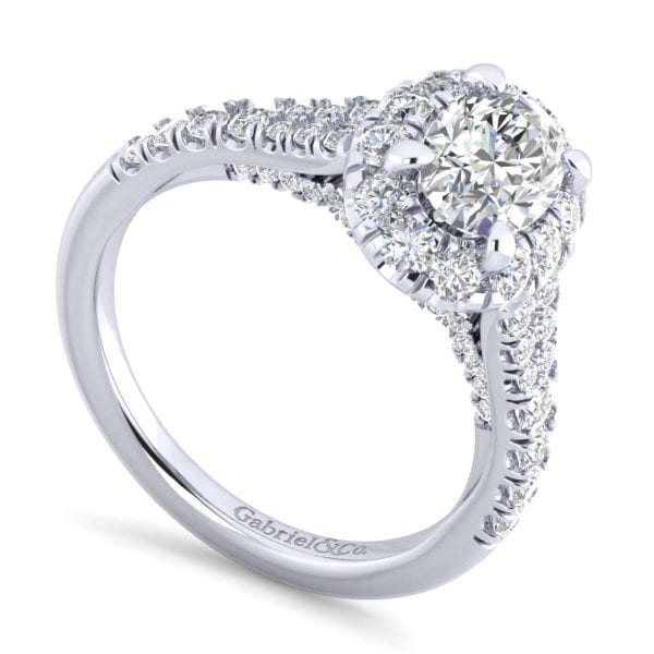 14K White Gold Oval Halo Diamond Engagement Ring / Center Diamond Sold Seperate - Image 3