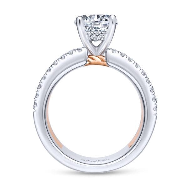 14K White-Rose Gold Round Diamond Engagement Ring - Image 2